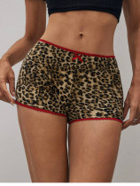 Leopard print large bow leopard print shorts