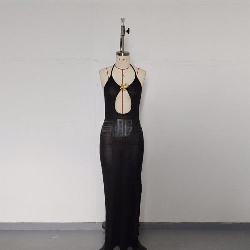 Hanging neck star decoration hollow long skirt dress