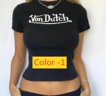Round neck pullover short sleeved letter printed crop top T-shirt AL695034634095