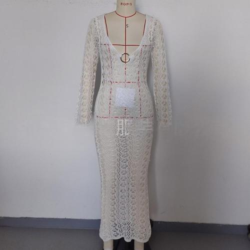 Hollow knit backless metal ring strap hooded skirt