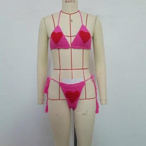Hand Hook Weaving Strap Love Bikini Set