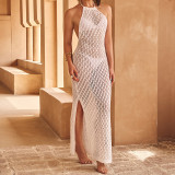 Backless hollow hanging neck suspender beach cover dress long skirt