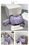 Wrinkled Crescent Mother Single Shoulder Bag for Women, European and American Retro Rivet Motorcycle Bag