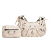 Wrinkled Crescent Mother Single Shoulder Bag for Women, European and American Retro Rivet Motorcycle Bag