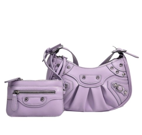 Wrinkled Crescent Mother Single Shoulder Bag for Women, European and American Retro Rivet Motorcycle Bag