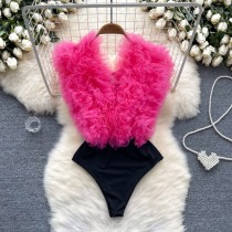 3D flower splicing jumpsuit 3D flower splicing jumpsuit