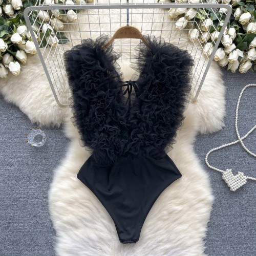 3D flower splicing jumpsuit