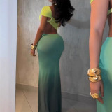 Waist gradient sleeveless dress