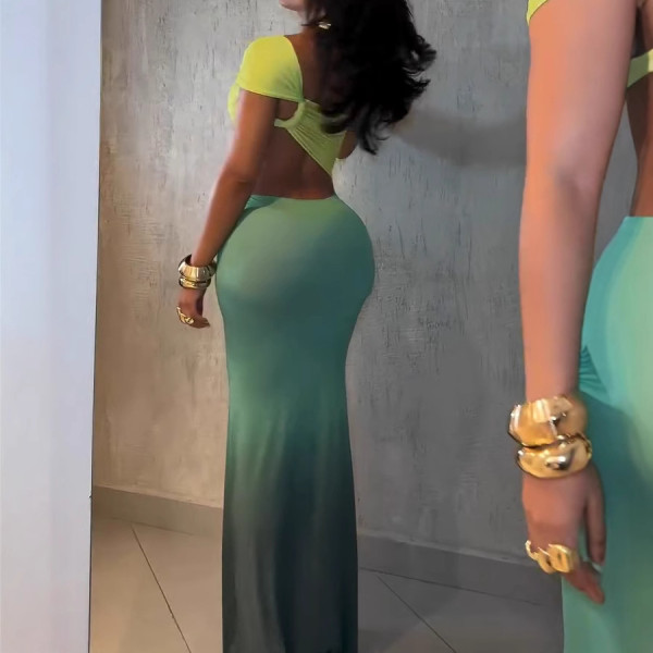 Waist gradient sleeveless dress