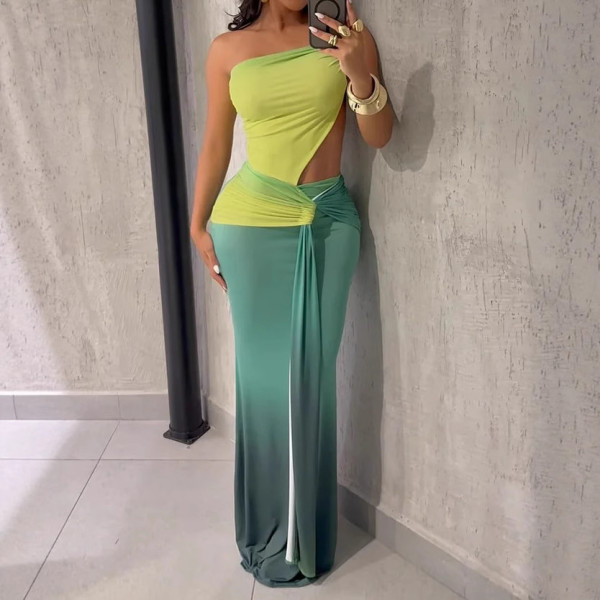 Waist gradient sleeveless dress