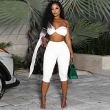Perspective mesh single sleeve twisted strapless, backless, high waisted, hip hugging set