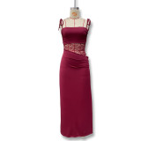 Lace One Shoulder Strap Open Skirt