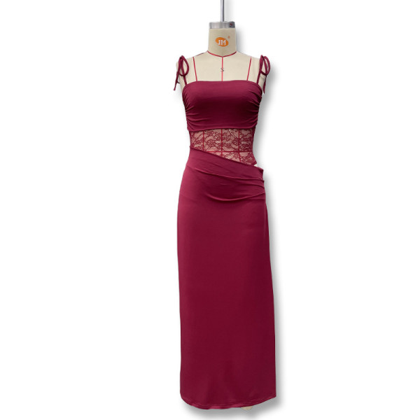 Lace One Shoulder Strap Open Skirt