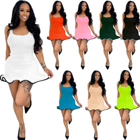 Sleeveless wavy edge vest dress