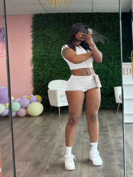 Tight fitting short top and shorts set