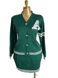 Cardigan knitted sweater short skirt set