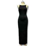 Strap long skirt sleeveless backless dress
