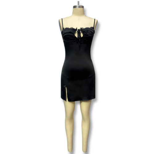 Lace V-neck camisole strap backless short dress