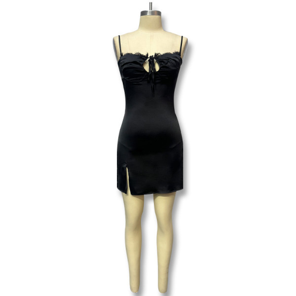Lace V-neck camisole strap backless short dress