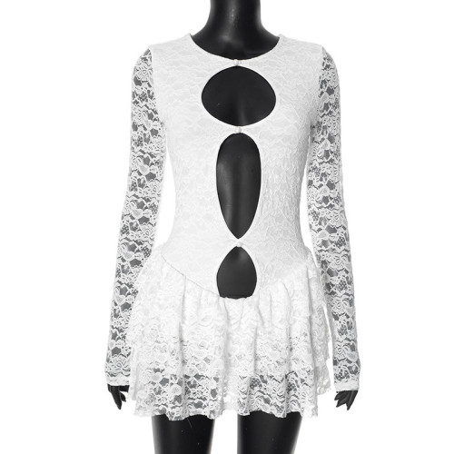 Lace patchwork hollow dress