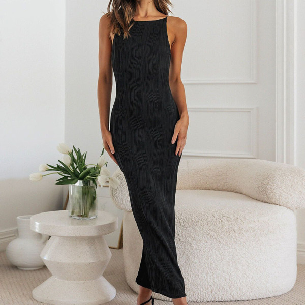 Strap long skirt sleeveless backless dress