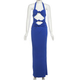 Twisted hollow neck hanging dress