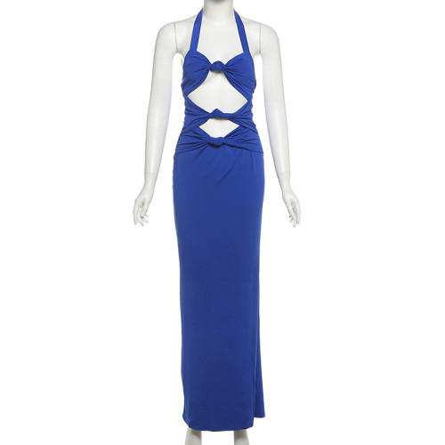 Twisted hollow neck hanging dress