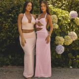 Twisted hollow neck hanging dress
