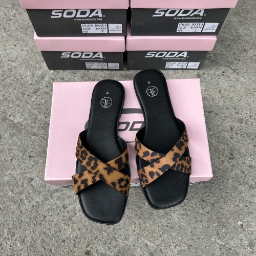 Cross leopard print women's slippers