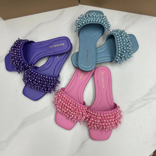 Pearl slippers, one faced comfortable women's shoes