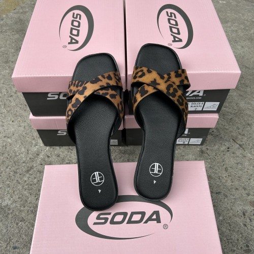 Cross leopard print women's slippers