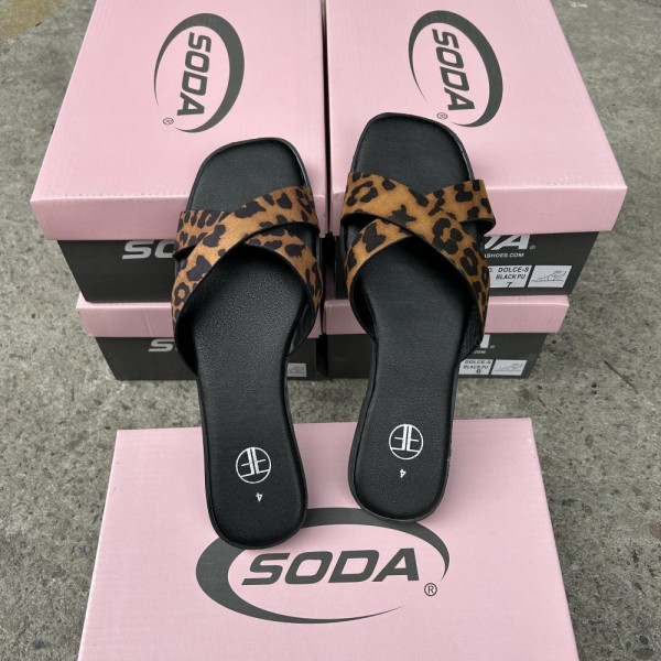 Cross leopard print women's slippers