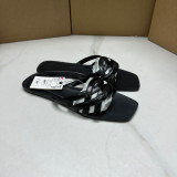 Leather patchwork women's slippers