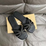 Crystal slope and cross strap flat sandals