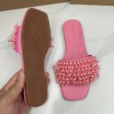 Pearl slippers, one faced comfortable women's shoes
