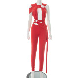 Circular hollow bandage, tied rope, ankle jumpsuit