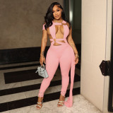 Circular hollow bandage, tied rope, ankle jumpsuit