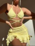 Three piece beach swimsuit set