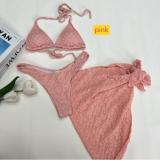 Mesh swimsuit bikini three piece set