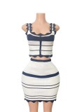 Striped U-neck camisole top set