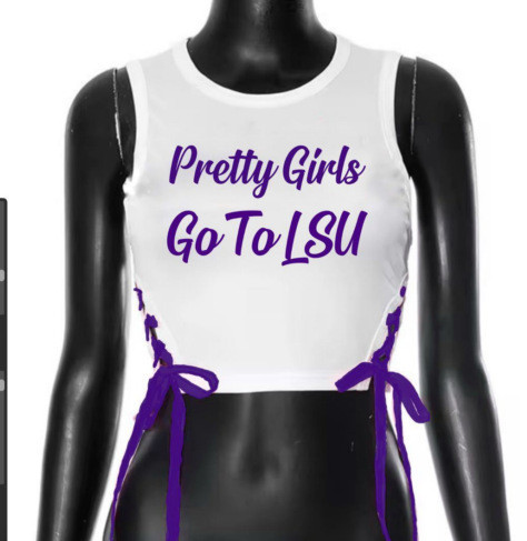 Printed letter crop top with exposed navel