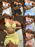 Three piece beach swimsuit set