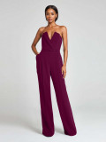 Chinese style jumpsuit with waist belt