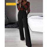 Chinese style jumpsuit with slanted collar and mid waist