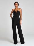 Chinese style jumpsuit with waist belt