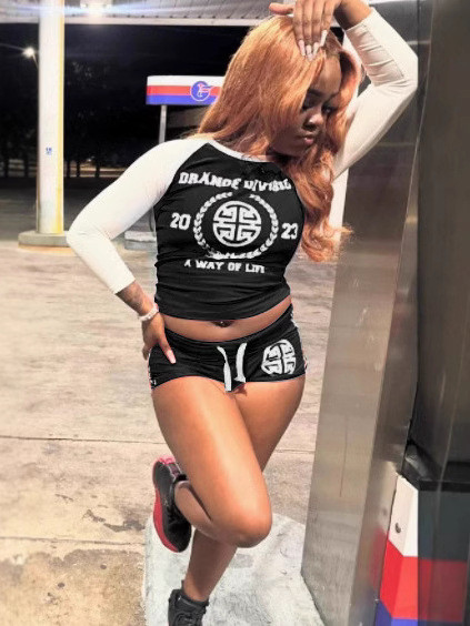 Alphabet casual printed sports suit