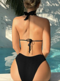 Hanging neck bikini swimsuit