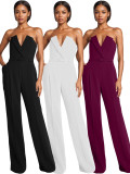 Chinese style jumpsuit with waist belt