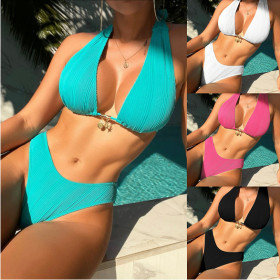 Hanging neck bikini swimsuit