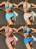 Mesh swimsuit bikini three piece set